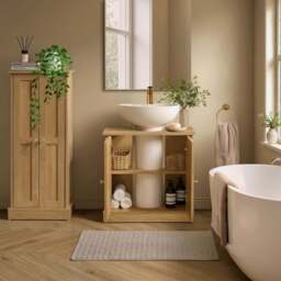 DUSK Ruby Under Sink Bathroom Cabinet - Light Wood - thumbnail 2
