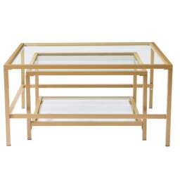 DUSK Glass Square Nesting Coffee Tables - Gold - thumbnail 3
