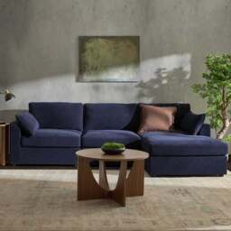 DUSK Miami Right Hand Chaise Sofa - Chenille Navy - thumbnail 1