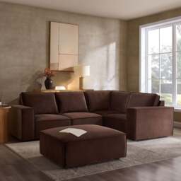 DUSK Brooklyn Small Right Hand L-Shape Sofa - Cappuccino - thumbnail 2