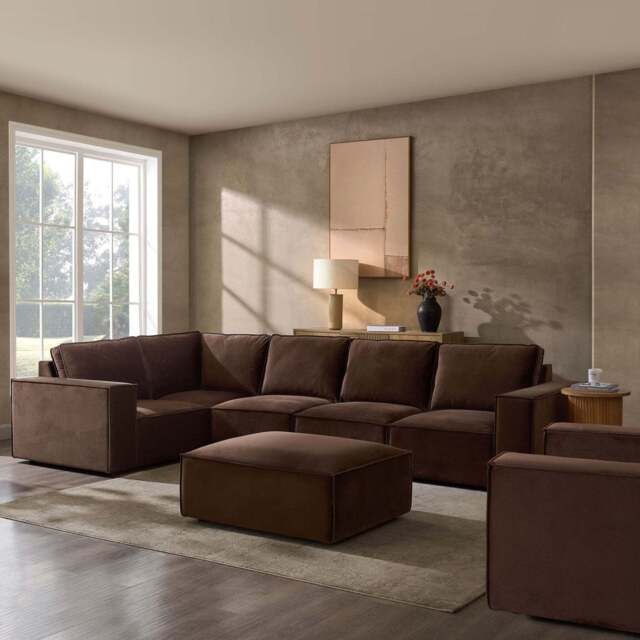 DUSK Brooklyn Large Left Hand L-Shape Sofa - Cappuccino - image 1