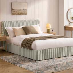 DUSK Ascot Ottoman Storage Bed - Sage Stripe - Double