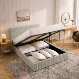 DUSK Ascot Ottoman Storage Bed - Sage Stripe - Double - thumbnail 3