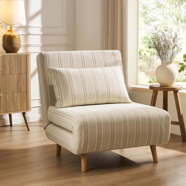 DUSK Seattle Single Click Clack Sofa Bed - Natural Stitched Stripe - image 1