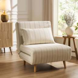 DUSK Seattle Single Click Clack Sofa Bed - Natural Stitched Stripe - thumbnail 1
