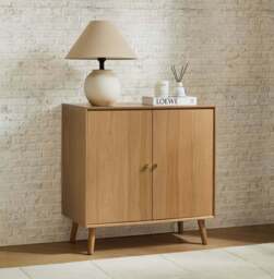 DUSK Heidi Oak 2 Door Storage Unit - Light Wood - thumbnail 1