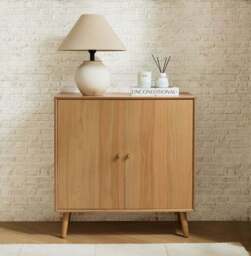 DUSK Heidi Oak 2 Door Storage Unit - Light Wood - thumbnail 2