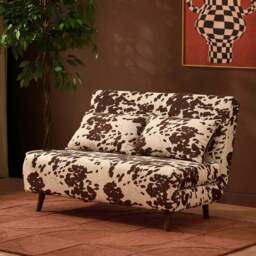 DUSK Seattle Double Click Clack Sofa Bed - Brown Cow Print - thumbnail 1