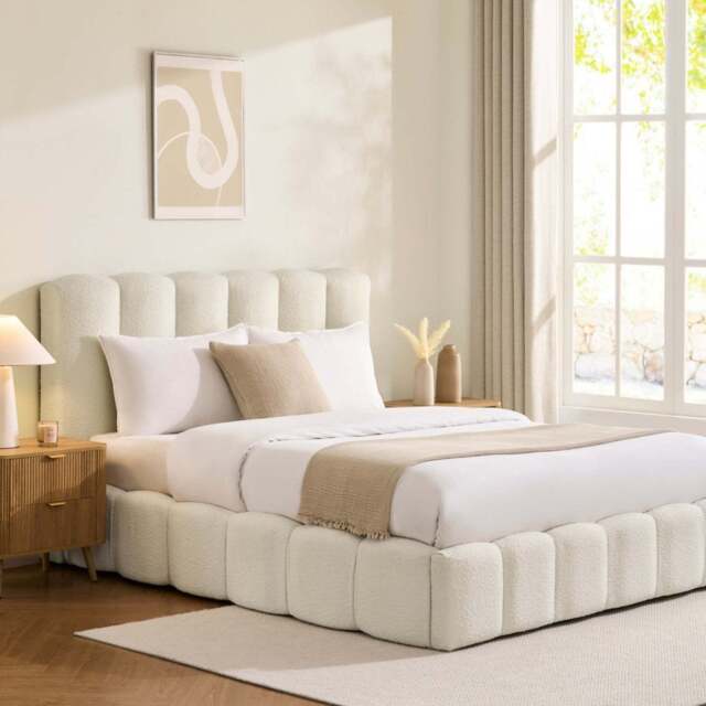 DUSK Cheshire Boucle Ottoman Storage Bed - Off White - King Size - image 1