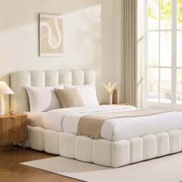 DUSK Cheshire Boucle Ottoman Storage Bed - Off White - King Size - thumbnail 1