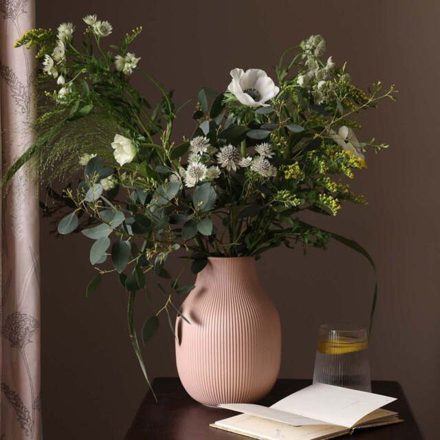 DUSK Rose Matt Ribbed Clay Vase - Pink - image 1