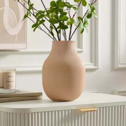 DUSK Rose Matt Ribbed Clay Vase - Pink - thumbnail 2