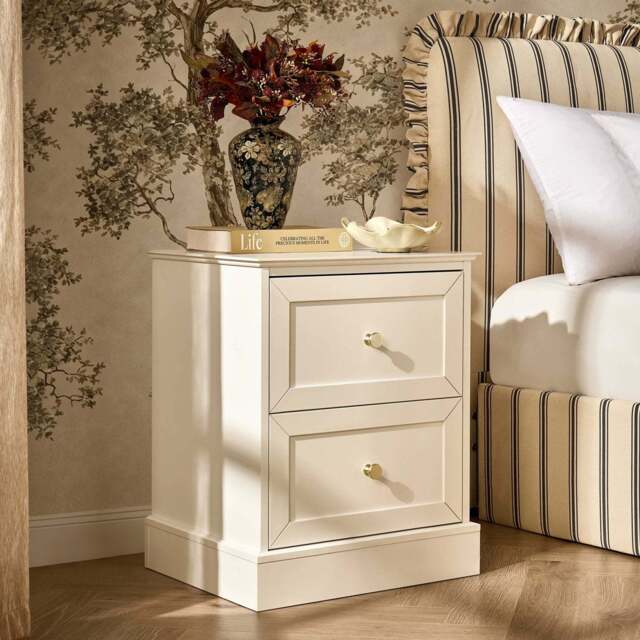 DUSK Ruby 2 Drawer Bedside Table - Warm White - image 1