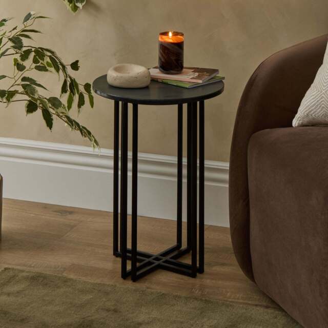 DUSK Leana Round Side Table - Dark Marble - image 1