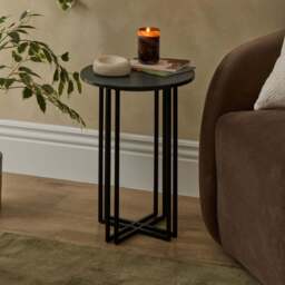 DUSK Leana Round Side Table - Dark Marble