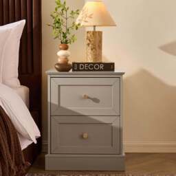 DUSK Ruby 2 Drawer Bedside Table - Taupe - thumbnail 2