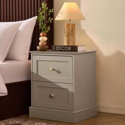 DUSK Ruby 2 Drawer Bedside Table - Taupe