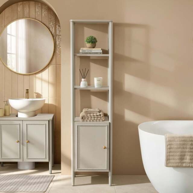 DUSK Posy Tall Bathroom Storage Cabinet - Light Taupe - image 1