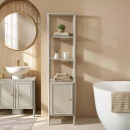 DUSK Posy Tall Bathroom Storage Cabinet - Light Taupe