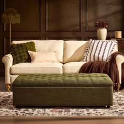 DUSK Kennadi Small Double Pouffe Sofa Bed - Woven Pine Green - thumbnail 3
