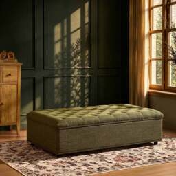 DUSK Kennadi Small Double Pouffe Sofa Bed - Woven Pine Green - thumbnail 2