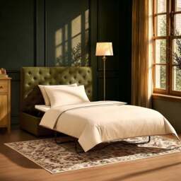 DUSK Kennadi Small Double Pouffe Sofa Bed - Woven Pine Green - thumbnail 1