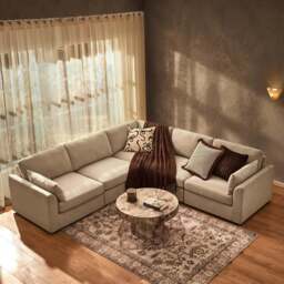 DUSK Miami Right Hand Corner Sofa - Chenille Oatmeal - thumbnail 3
