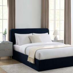 DUSK Ascot Ottoman Storage Bed - Navy - Double - thumbnail 1