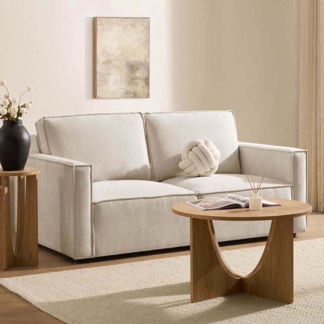 DUSK Brooklyn Slim Arm 2 Seater Sofa - Chenille Ivory - image 1
