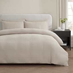 DUSK Portofino Waffle 100% Cotton Duvet Cover 200 Thread Count - Natural - Double - thumbnail 2
