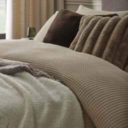 DUSK Portofino Waffle 100% Cotton Duvet Cover 200 Thread Count - Natural - Double - thumbnail 6