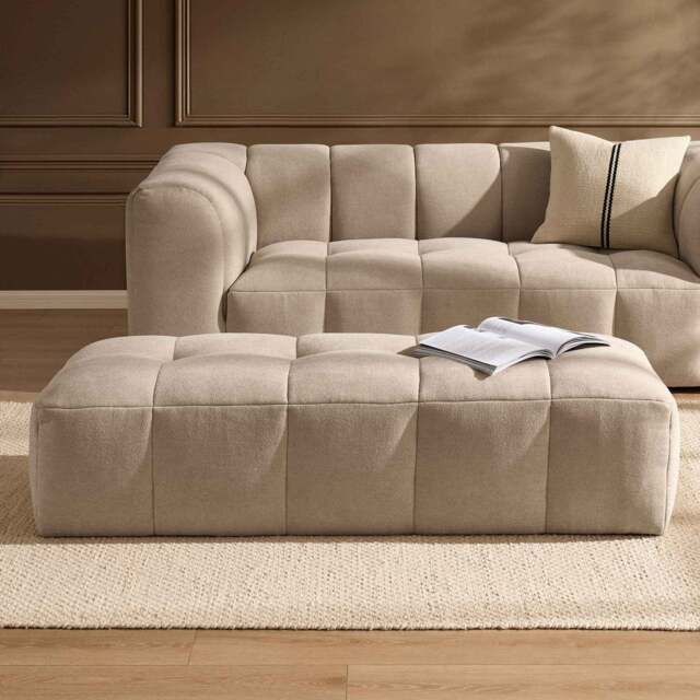 DUSK Manhattan Pouffe - Chenille Oatmeal - image 1
