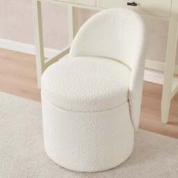 DUSK Primrose Boucle Dressing Table Storage Stool - Off White - thumbnail 4