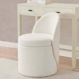 DUSK Primrose Boucle Dressing Table Storage Stool - Off White - thumbnail 1