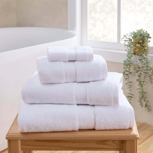 DUSK Rhodes Cotton Towel Collection - White - Face Cloth - image 1