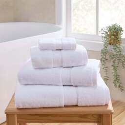 DUSK Rhodes Cotton Towel Collection - White - Face Cloth