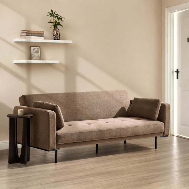 DUSK Hudson Click Clack Sofa Bed - Chenille Mushroom - image 1