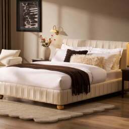 DUSK Malmo Bed Frame - Cream Linen - Super King - thumbnail 4