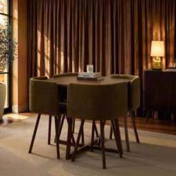 DUSK Ava Space Saver 4 Seater Dining Table and Chairs - Chenille Olive