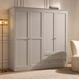DUSK Ruby 4 Door Wardrobe with Drawers - Taupe - thumbnail 2