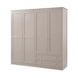 DUSK Ruby 4 Door Wardrobe with Drawers - Taupe - thumbnail 4