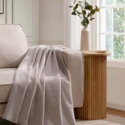DUSK Hattie Round Pedestal Side Table - Light Wood - thumbnail 3