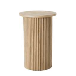 DUSK Hattie Round Pedestal Side Table - Light Wood - thumbnail 4