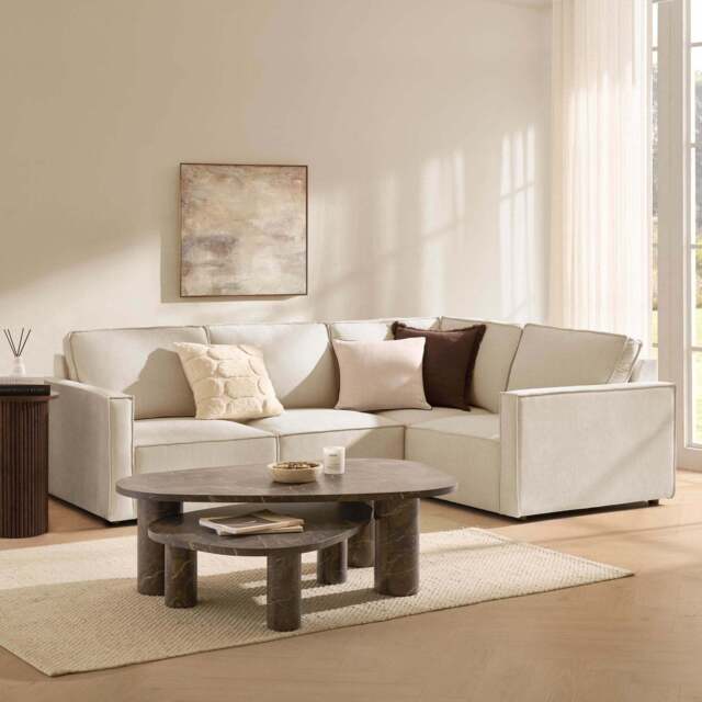 DUSK Brooklyn Slim Arm Right Hand Small L-Shape - Chenille Ivory - image 1
