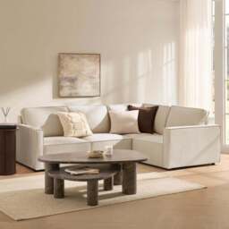 DUSK Brooklyn Slim Arm Right Hand Small L-Shape - Chenille Ivory - thumbnail 1