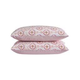 DUSK Aurora 100% Cotton Tile Print Duvet Cover & Pillowcase Set - Pink - Double - thumbnail 9