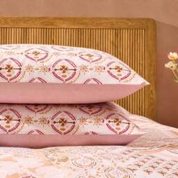 DUSK Aurora 100% Cotton Tile Print Duvet Cover & Pillowcase Set - Pink - Double - thumbnail 7