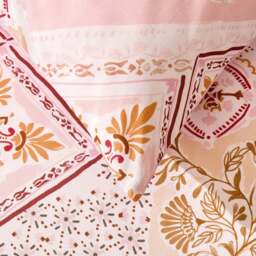 DUSK Aurora 100% Cotton Tile Print Duvet Cover & Pillowcase Set - Pink - Double - thumbnail 4