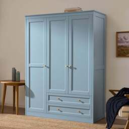DUSK Ruby 3 Door Wardrobe with Drawers - Sky Blue - thumbnail 2