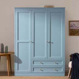 DUSK Ruby 3 Door Wardrobe with Drawers - Sky Blue